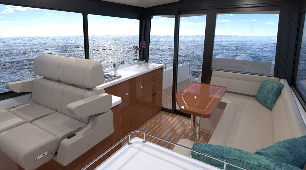 MJM 42 enclosed pilothouse